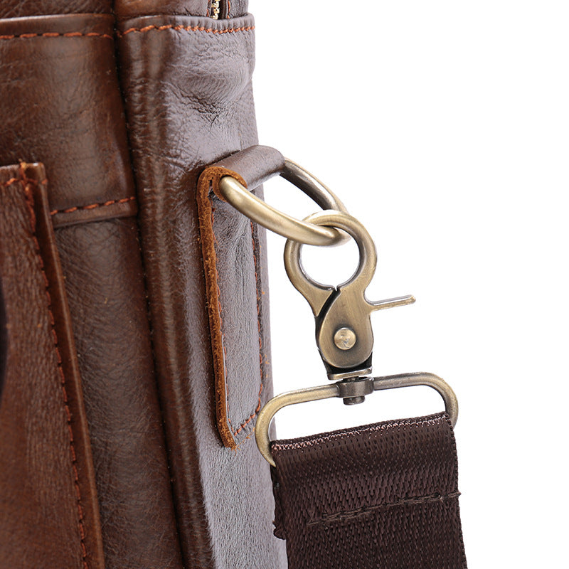 Brown Men's Genuine Leather Shoulder Bag Vintage Business Briefcase