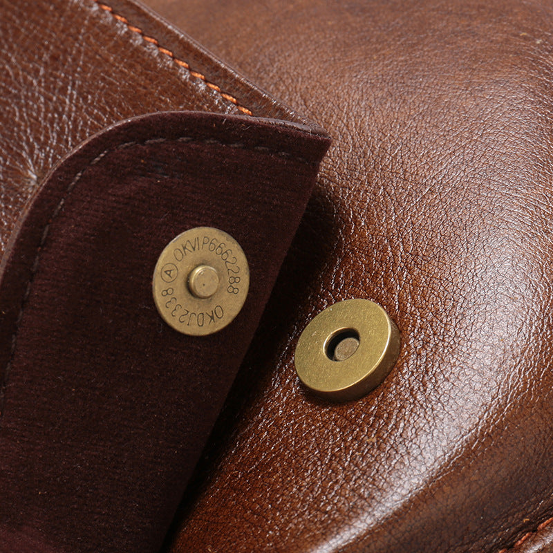 Brown Men's Genuine Leather Shoulder Bag Vintage Business Briefcase