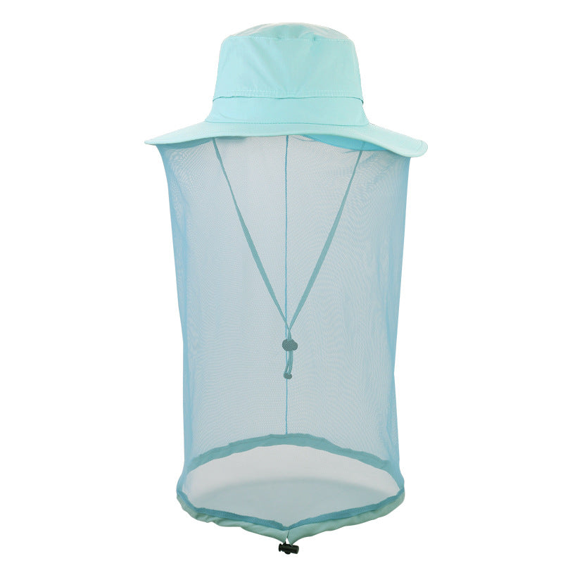 Elosung Azure Outdoor Mosquito Net Hat Sun Protection And Insect Repellent Bucket