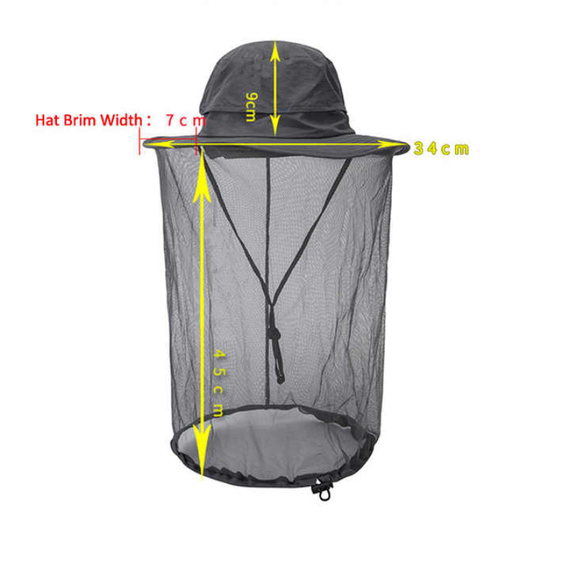 Elosung Azure Outdoor Mosquito Net Hat Sun Protection And Insect Repellent Bucket