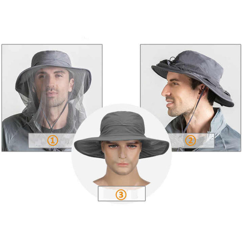 Elosung Azure Outdoor Mosquito Net Hat Sun Protection And Insect Repellent Bucket