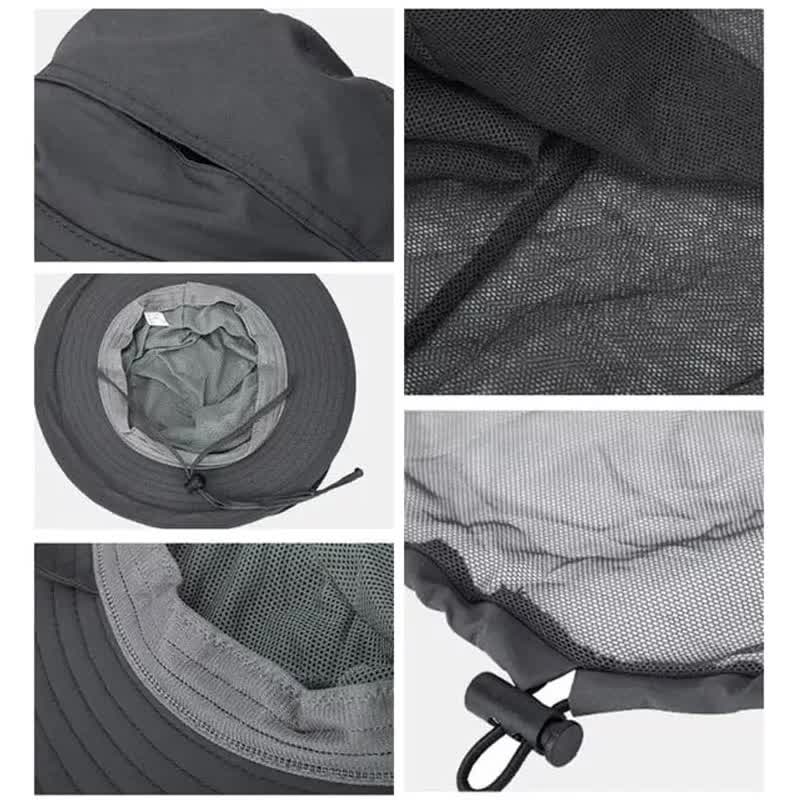 Elosung Azure Outdoor Mosquito Net Hat Sun Protection And Insect Repellent Bucket