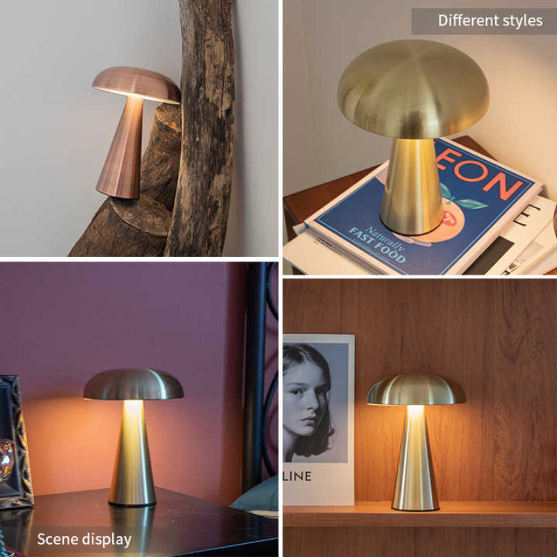 Elosung Silver Modern Mushroom Table Lamp Minimalist Metal Design For Home And Office