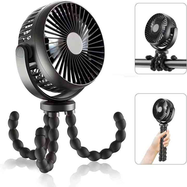 Black Mini Little One Stroller Fan With Flexible Tripod