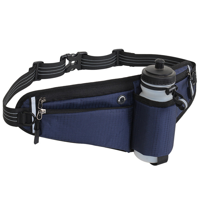 Elosung Dark Blue Running Waist Pack With Water Reflective Design And Multiple Storage Pockets For Outdoor Activities