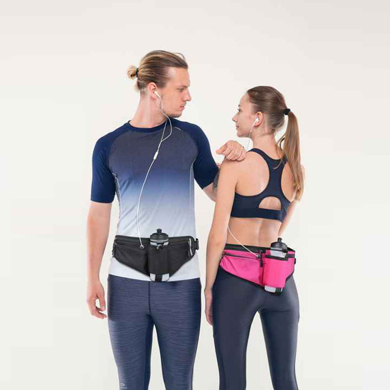 Elosung Dark Blue Running Waist Pack With Water Reflective Design And Multiple Storage Pockets For Outdoor Activities