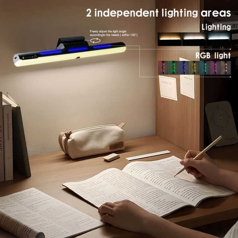 Elosung White Rechargeable Led Desk Light With Rgb And Study Mode