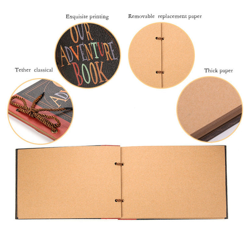 Diy Scrapbook Adventure Album Retro Kraft Paper Photo Book With String Binding