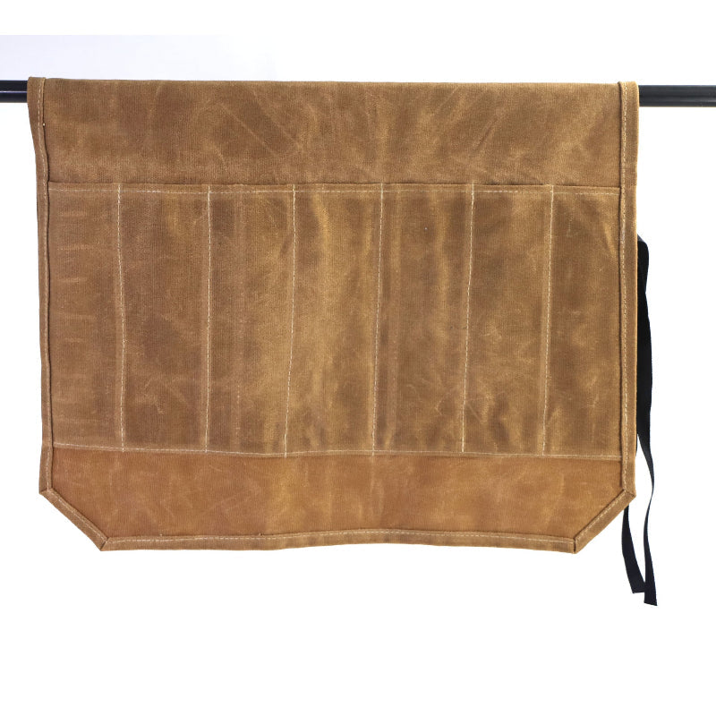 Elosung Green Durable Waxed Canvas Knife Roll Bag Portable Chef Tool Organizer