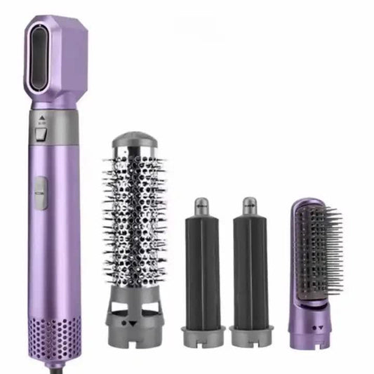 Elosung Purple 5 In 1 Hot Air Blow Dryer Brush Automatic Curling Iron Straightener & Volumizing Multi Function Hair Styl