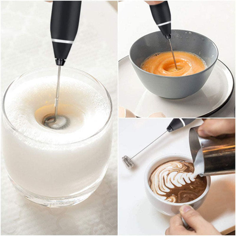 Elosung White 304 Stainless Steel Handheld Electric Milk Frother Egg Beater Paint Mixer And Powder Whisk