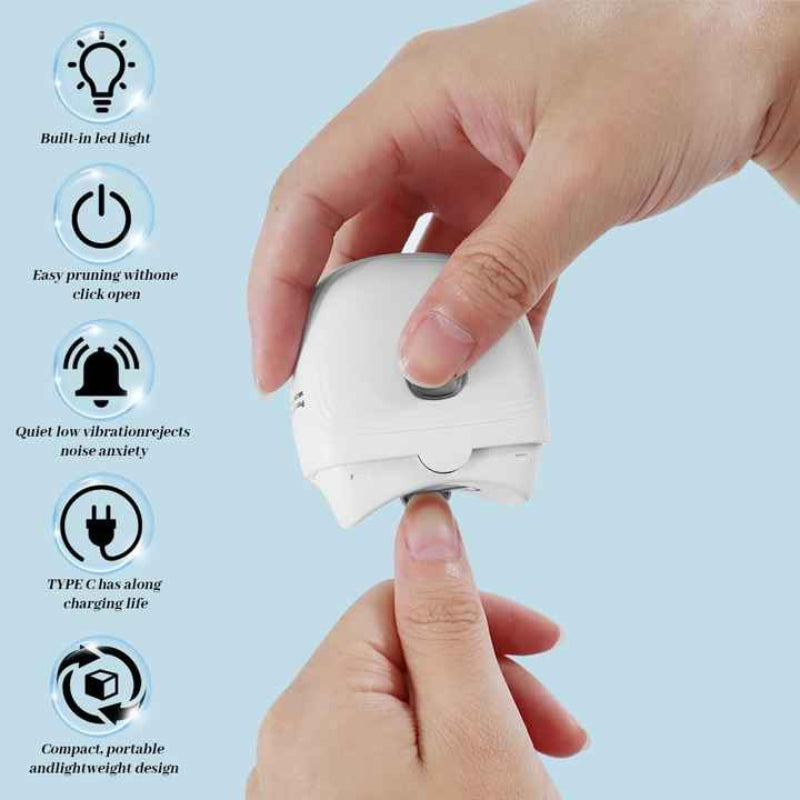 Elosung White Automatic Electric Nail Trimmer With Led Light Rechargeable Clipper And File For Adults & Kids Portable Ca