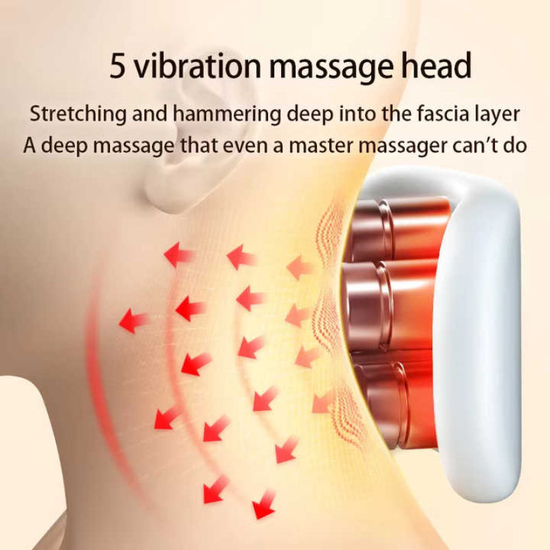 White Electric Neck Massager Intelligent Pulse Therapy With Heat And 4 Heads