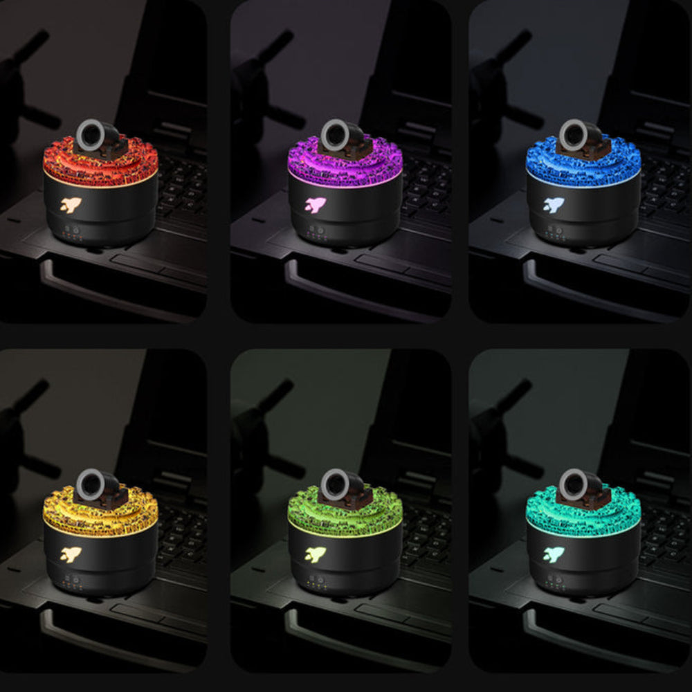 Elosung Black Creative Cannon Shaped Aromatherapy Diffuser With Colorful Led Lights 280Ml Ultrasonic Humidifier Dual Mis