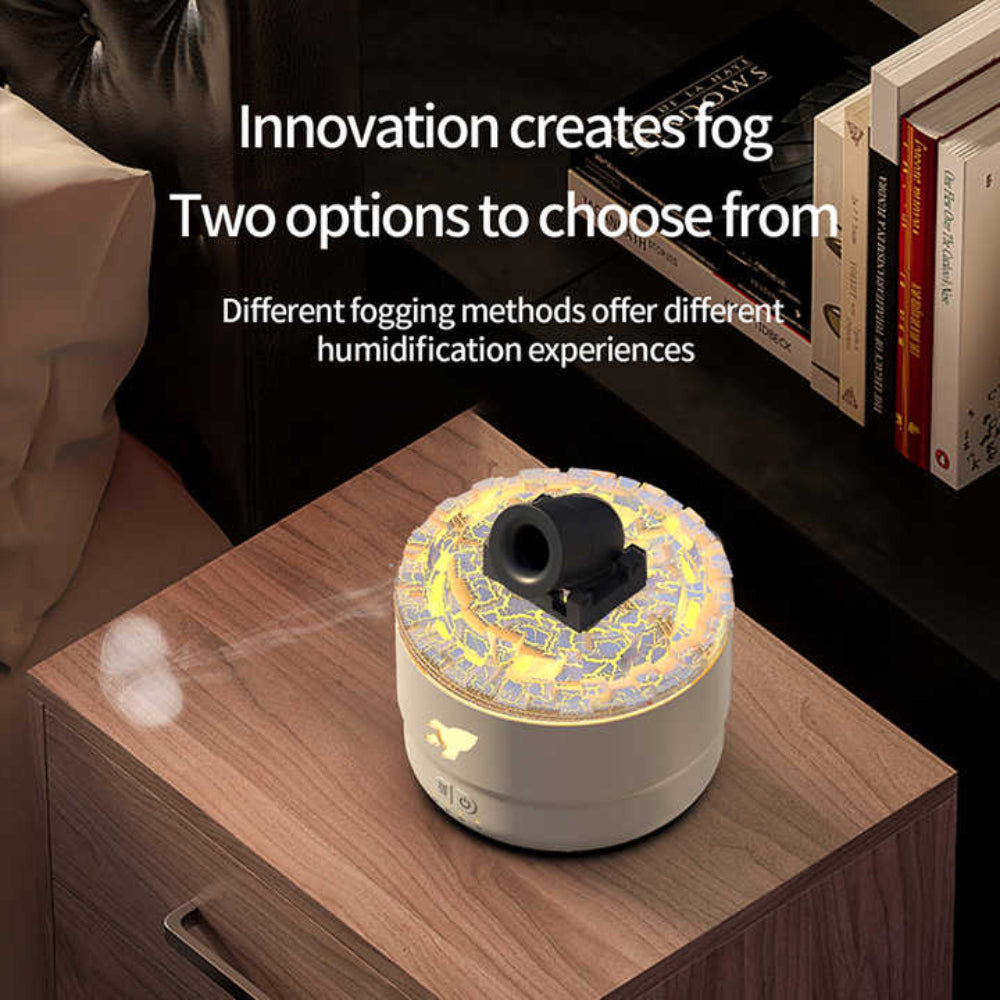 Elosung Black Creative Cannon Shaped Aromatherapy Diffuser With Colorful Led Lights 280Ml Ultrasonic Humidifier Dual Mis