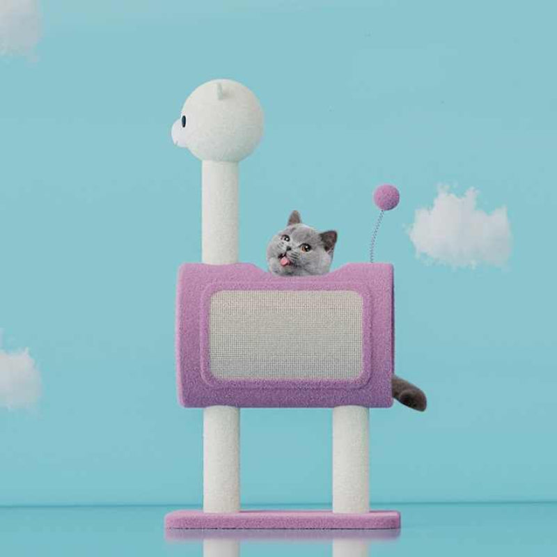 Elosung Purple Llama Themed Cat Tree With Tunnel Multi Functional Scratching Post Playhouse