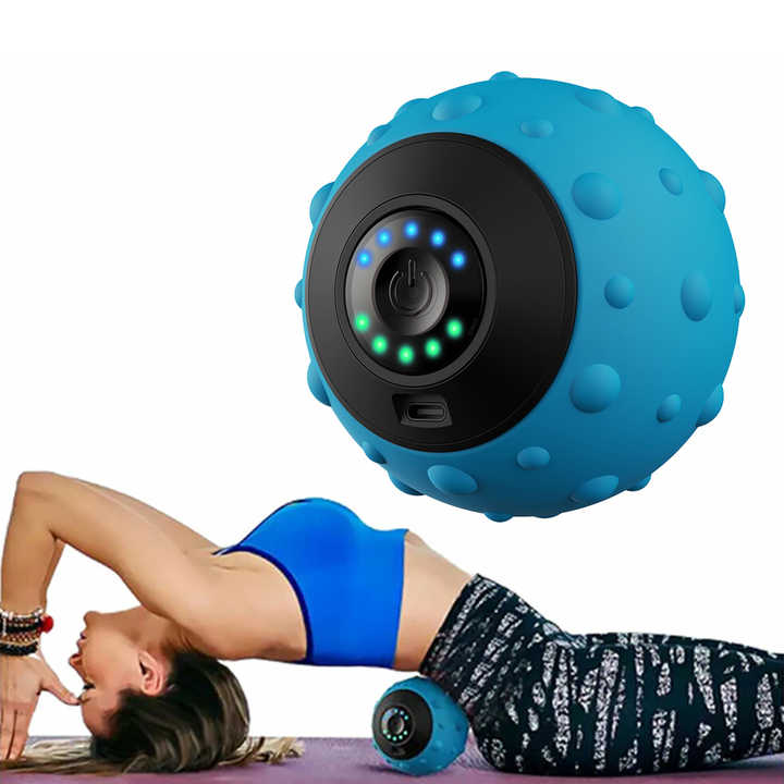 Blue Vibrating Massage Ball Deep Tissue Muscle Relaxation & Recovery Tool Portable Electric Massager With Usb Rechargeab