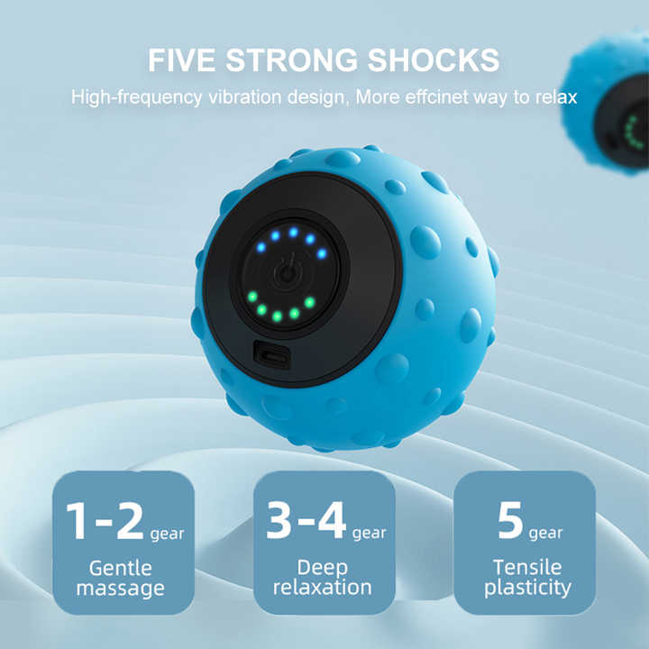 Blue Vibrating Massage Ball Deep Tissue Muscle Relaxation & Recovery Tool Portable Electric Massager With Usb Rechargeab