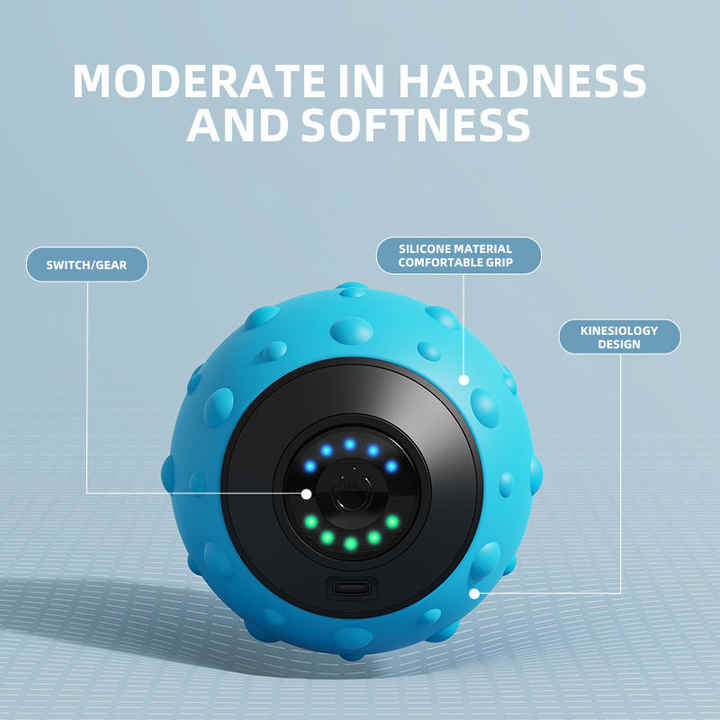 Blue Vibrating Massage Ball Deep Tissue Muscle Relaxation & Recovery Tool Portable Electric Massager With Usb Rechargeab