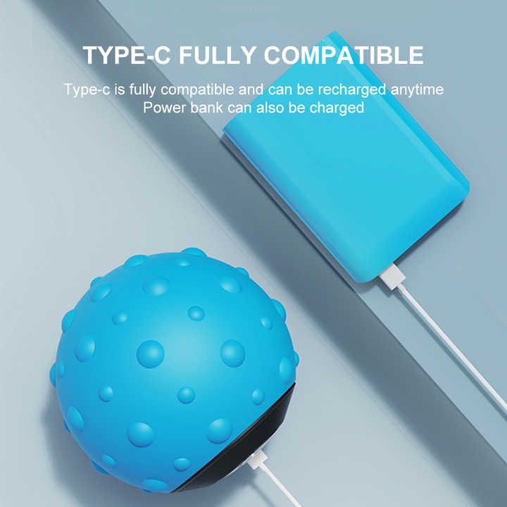 Blue Vibrating Massage Ball Deep Tissue Muscle Relaxation & Recovery Tool Portable Electric Massager With Usb Rechargeab