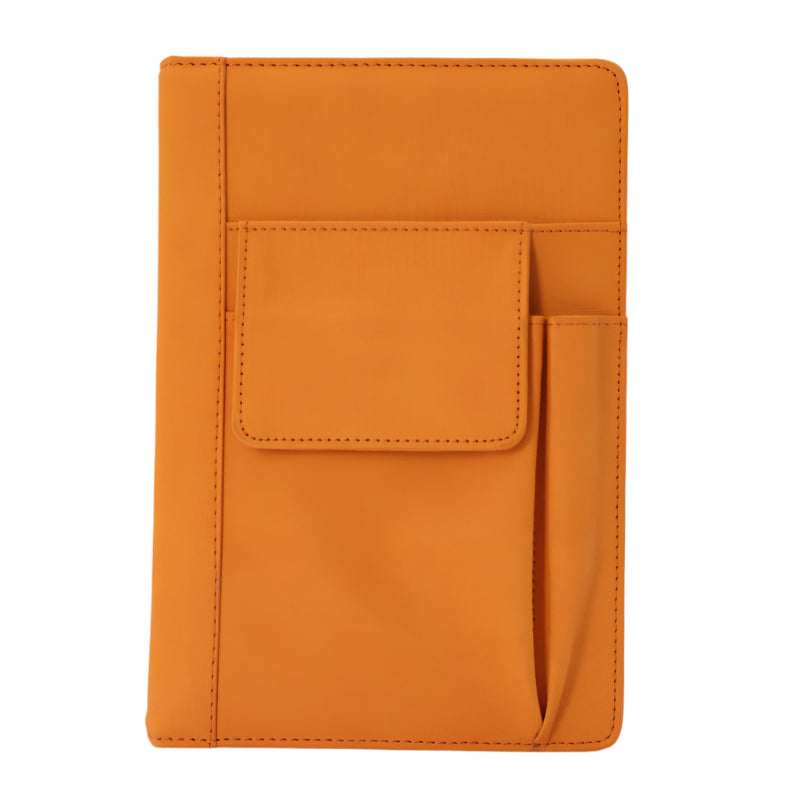 1 Sets of Elosung 1 Sets Of Orange A5 Multi Functional Pu Leather Notebook With Pockets Office Planner And Journal