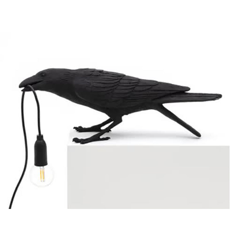 Elosung Black Bird Sitting Shape Nordic Resin Wall Lamp Creative Animal Bedside Decorative Usb Night Light Stylish Perch