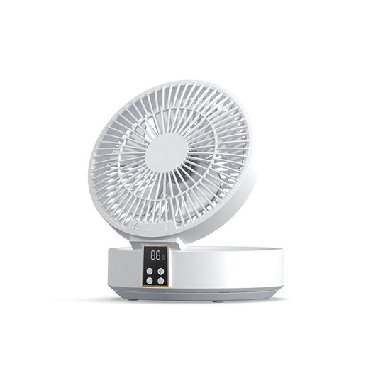 Elosung White Remote Control Wall Mount Foldable Mini Usb Fan With Night Light Digital Display