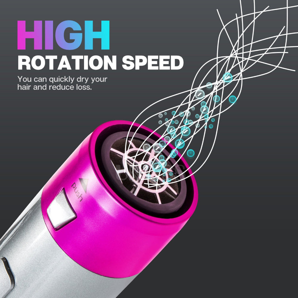 Blue 5 In 1 Hot Air Styler Automatic Hair Curling Straightening Brush With Leafless Dryer