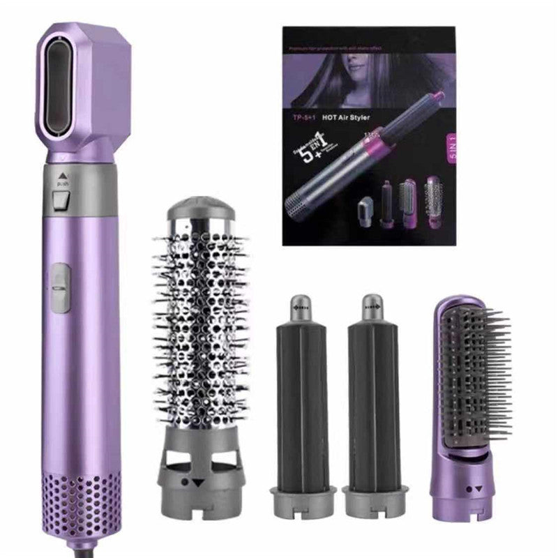 Purple 5 In 1 Hot Air Styler Automatic Hair Curling Straightening Brush With Leafless Dryer
