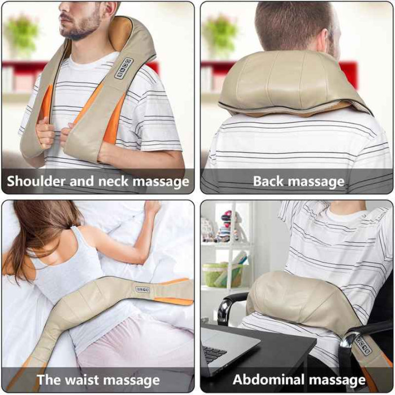 1 Sets of Elosung 1 Sets Of Kneading Neck And Shoulder Massager With Heat Four Button Design Black