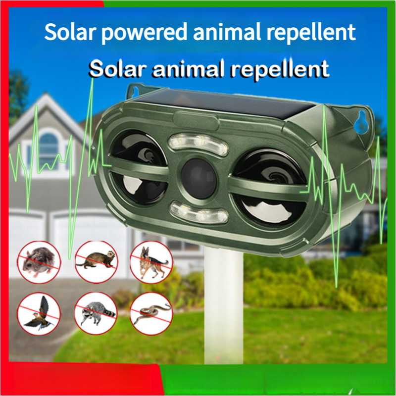 Elosung Solar Powered Ultrasonic Animal Repellent Outdoor Waterproof Pest Deterrent For Rodents Birds More