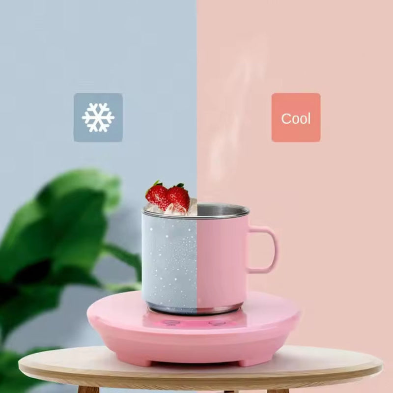 Elosung Pink Multifunctional Cooling And Heating Cup With Mug 10W Rapid Temperature Adjustment