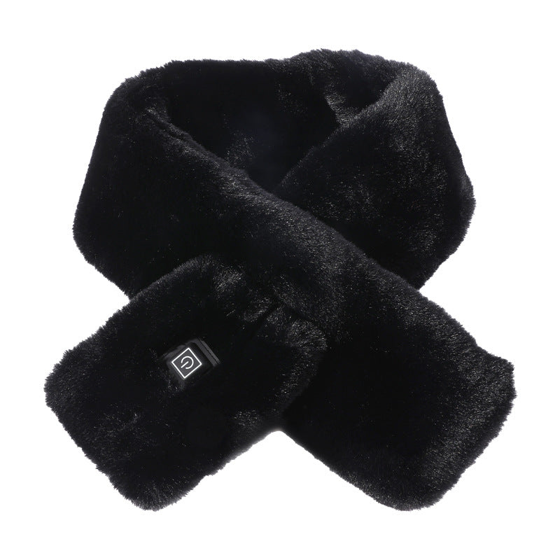 Black Electric Heated Scarf With Plush Fabric 3 Settings