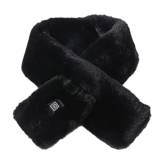 Black Electric Heated Scarf With Plush Fabric 3 Settings