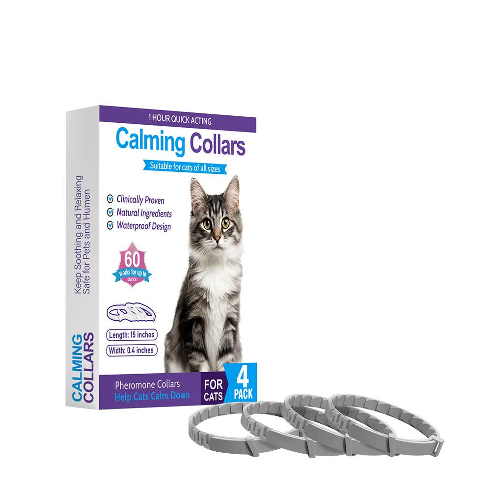 1 Sets of Elosung 1 Sets Of Gray Calming Collars For Cats Natural Anxiety Relief 4 Pack