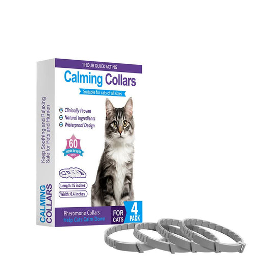 1 Sets of Elosung 1 Sets Of Gray Calming Collars For Cats Natural Anxiety Relief 4 Pack