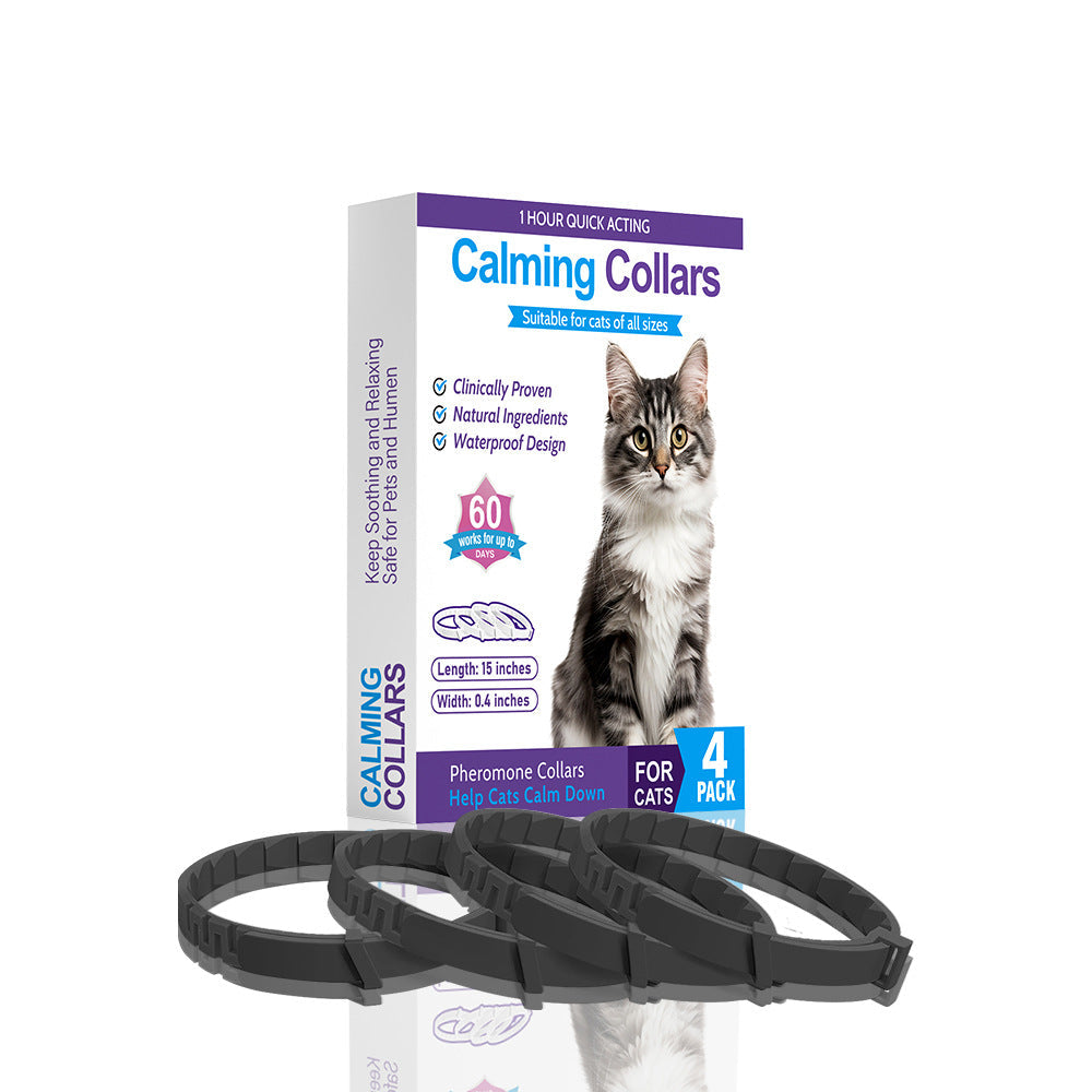 Elosung Black Calming Collars For Cats Natural Anxiety Relief 4 Pack