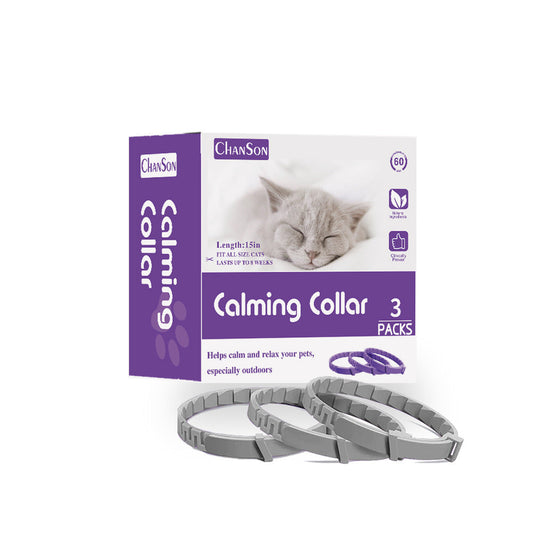 Chanson Gray Calming Collars For Cats Natural Anxiety Relief 3 Pack (2 Set/6Pcs)