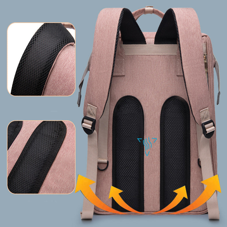 Multifunctional Diaper Backpack with Mosquito Net and Insulated Pockets Green