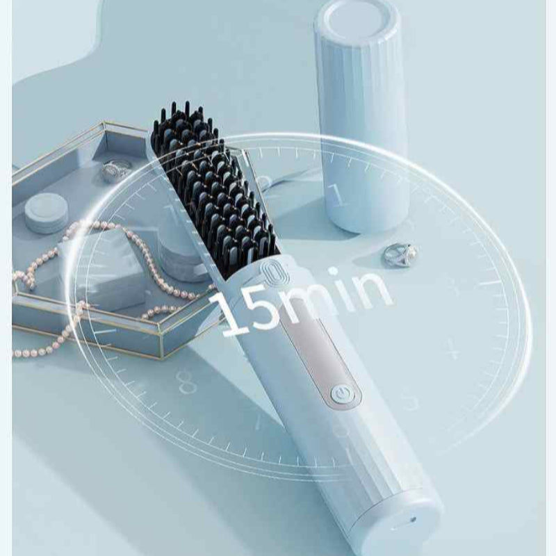 Elosung Cordless Hair Straightener Brush With Adjustable Temperature Pink