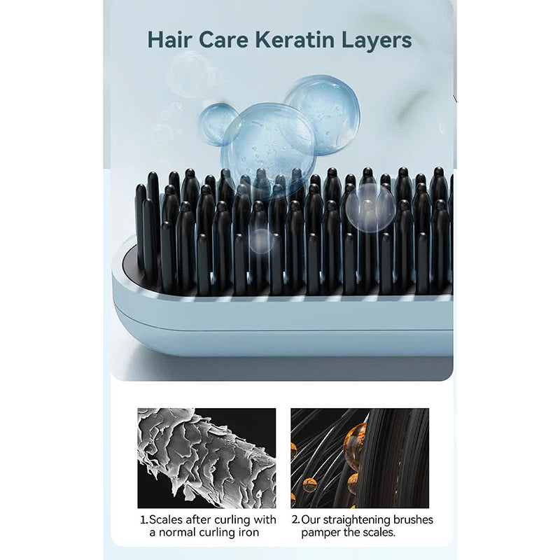 Elosung Cordless Hair Straightener Brush With Adjustable Temperature Black