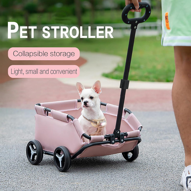 Elosung Black Foldable Pet Travel Wagon For Small Dogs Lightweight