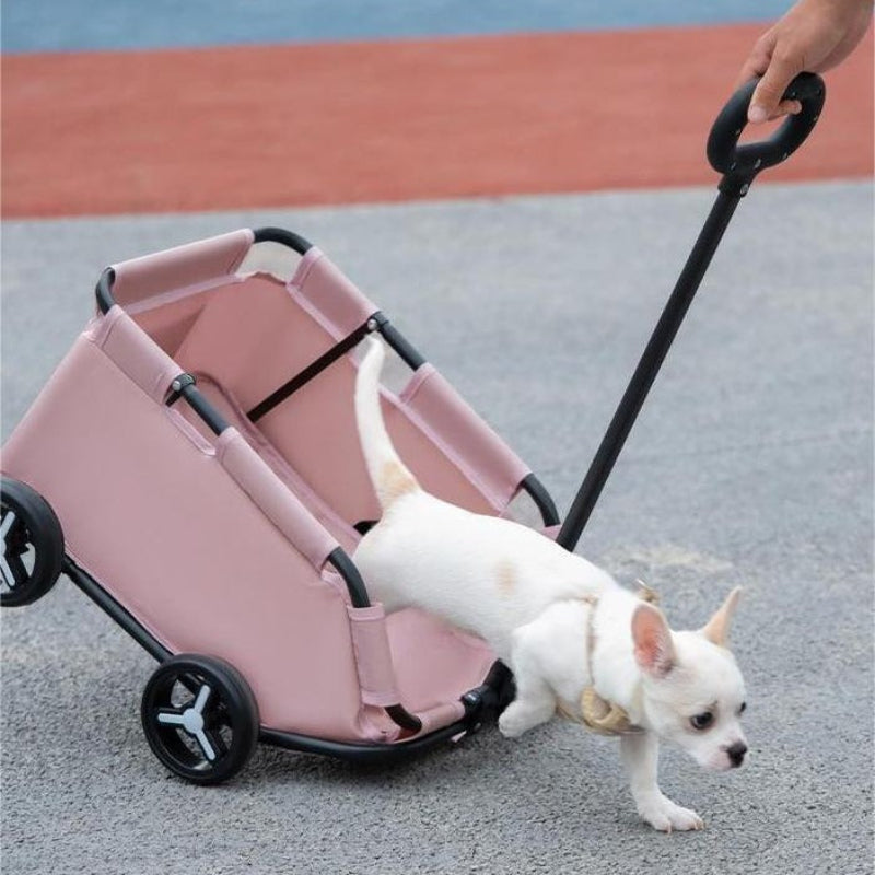 Elosung Black Foldable Pet Travel Wagon For Small Dogs Lightweight
