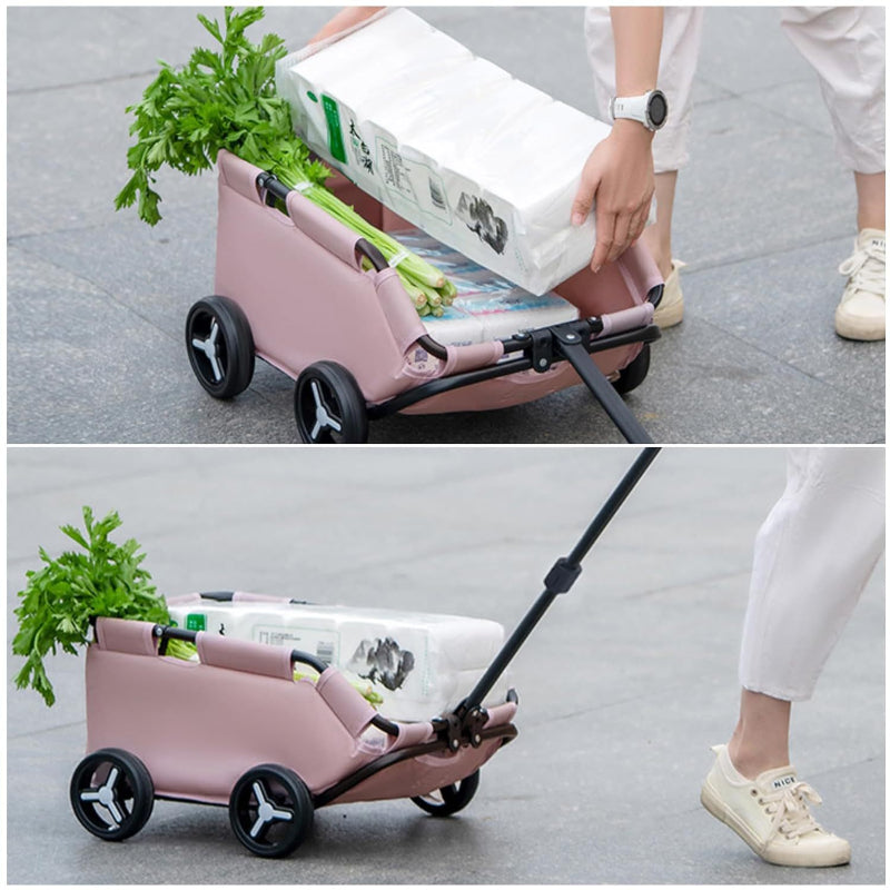 Elosung Black Foldable Pet Travel Wagon For Small Dogs Lightweight