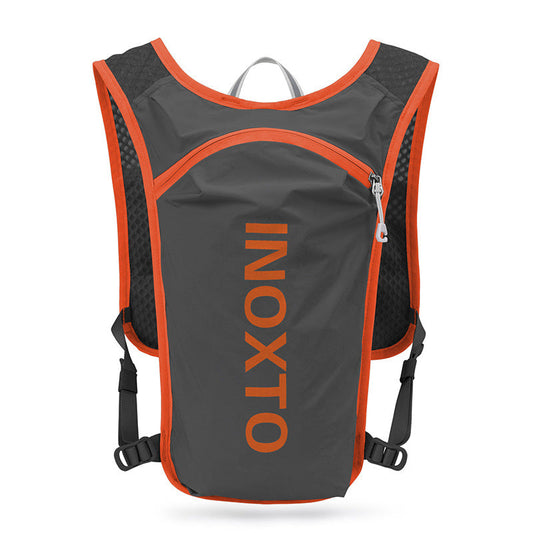 Elosung Lightweight Hydration Running Vest With 5L Capacity Reflective Strips Dark Gray Backpack Orange Text