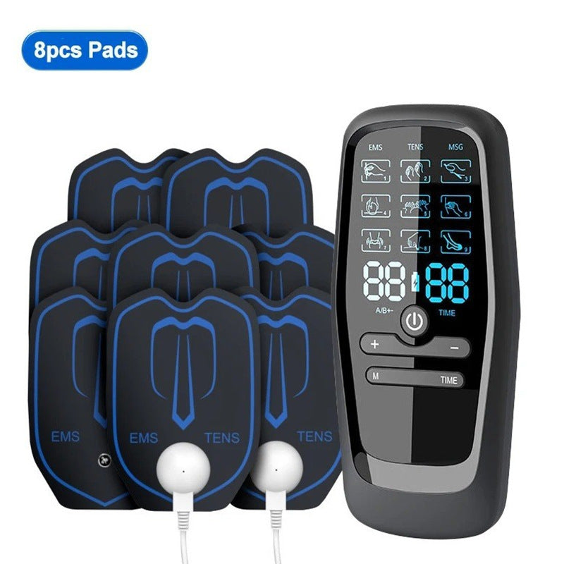 Dual Output Ems / Tens Massage Device With 9 Modes And Type C Charging 8 Adhesive Pads