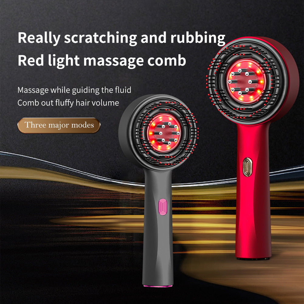 Elosung Wn 02 Red Multi Function Light Massage Comb With 3 Modes Rechargeable Battery