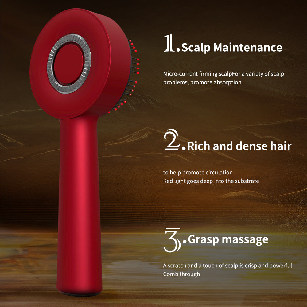 Elosung Wn 02 Red Multi Function Light Massage Comb With 3 Modes Rechargeable Battery
