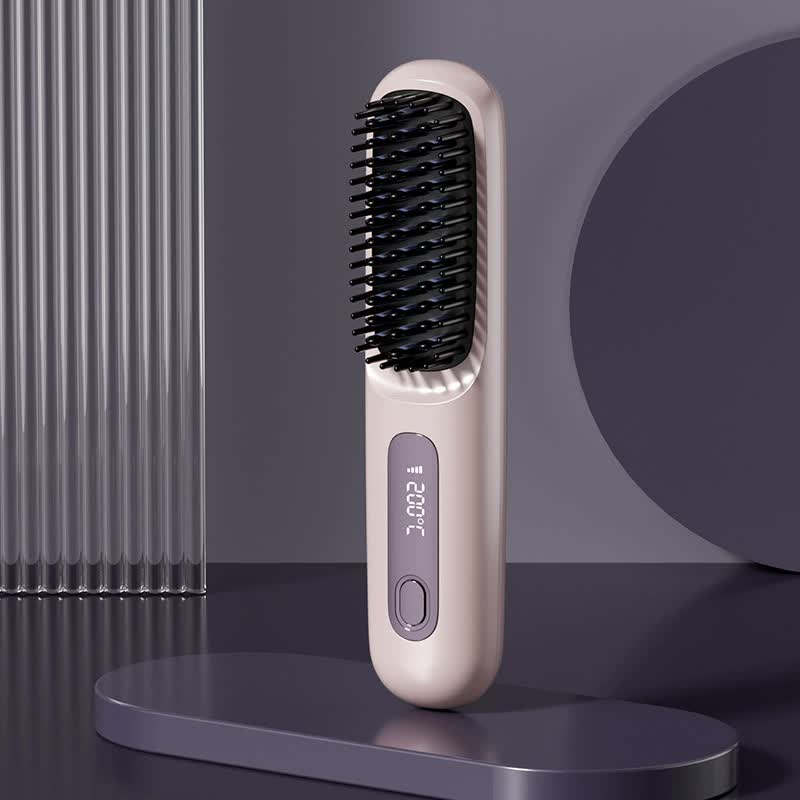Elosung Purple Wireless Hair Straightening Brush Compact Rechargeable Styling Tool