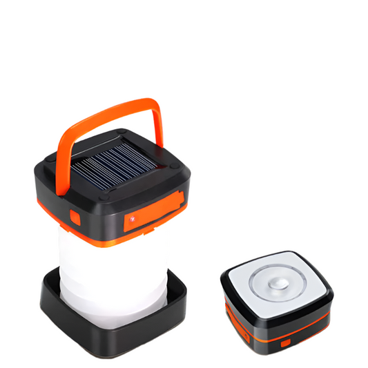 Orange Collapsible Portable Solar Led Camping Lantern With Usb Charging